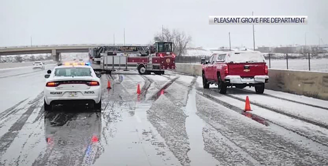Emergency vehicles in the snow